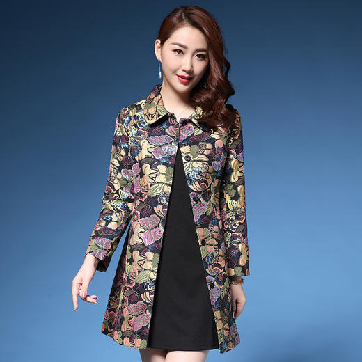 DYSL-Y1498秋季新款品牌时尚大码风衣提花中长款棉衣 商品图2