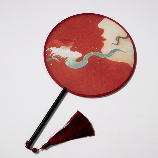【限定文创】 洛神赋 团扇 红色款 叶露盈 原创绘制 汉服 国潮 民族 复古 时尚 潮流 中秋礼物  中信出品 文创 商品图5