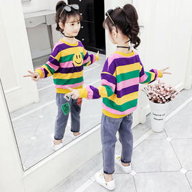 DK-T2019256新款韩版儿童洋气中大童时髦卫衣牛仔两件套TZW