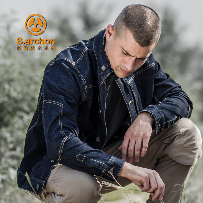 秋季城市通勤教官骑士战术牛仔褂男薄款特种兵多口袋登山夹克外套