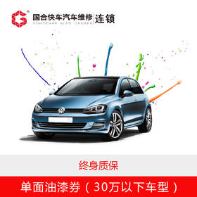 30万以下单面油漆券（不含钣金）