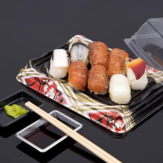 喇叭花一次性印花寿司盒外卖打包盒日式刺身拼盘便当盒商用带盖 商品图3