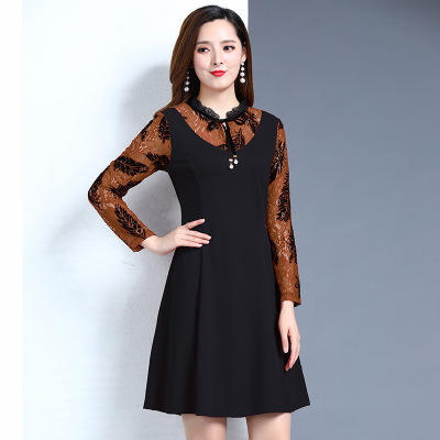 MQ  RL9932  2019新款时尚A款遮肚子中长款打底裙装假两件 商品图2