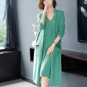 YSYM-93388秋季新款针织宽松显瘦百搭中长款两件套连衣裙