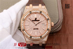 爱彼皇家橡树15400满天星系列 全表壳镶满钻 搭载9015改原装cal.3120超薄自动机芯 意大利牛皮表带 镶钻原装表扣