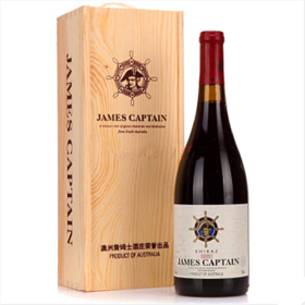 澳洲进口 詹姆士船长西拉干红葡萄酒 单支木盒装 750ml/瓶