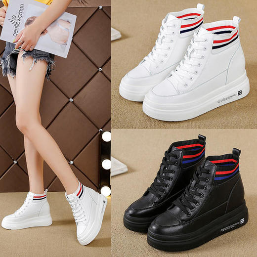 JW-5551透气内增高小黑鞋配裙子的小白鞋 商品图0