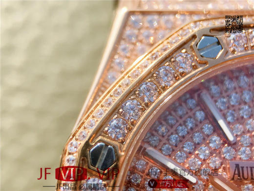 爱彼皇家橡树15400满天星系列 全表壳镶满钻 搭载9015改原装cal.3120超薄自动机芯 意大利牛皮表带 镶钻原装表扣 商品图6