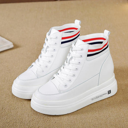 JW-5551透气内增高小黑鞋配裙子的小白鞋 商品图4