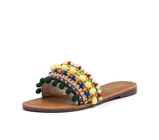 商场同款 | safiya索菲娅毛毛球2019春夏民族风拖鞋SF92110025 商品图2