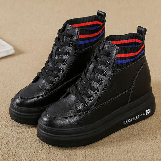 JW-5551透气内增高小黑鞋配裙子的小白鞋 商品图3