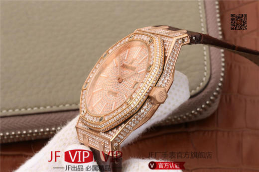 爱彼皇家橡树15400满天星系列 全表壳镶满钻 搭载9015改原装cal.3120超薄自动机芯 意大利牛皮表带 镶钻原装表扣 商品图7