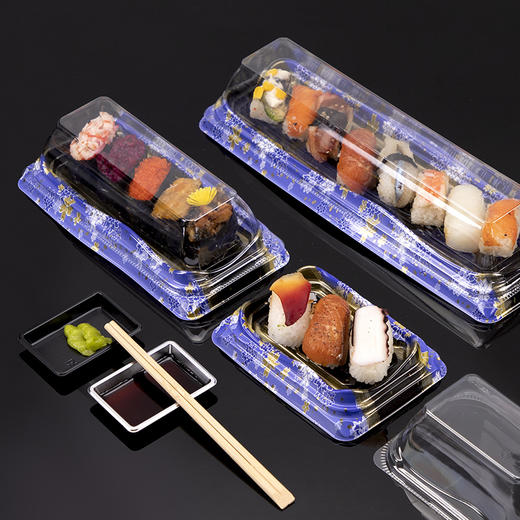 喇叭花一次性印花寿司盒外卖打包盒日式刺身拼盘便当盒商用带盖 商品图1