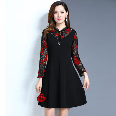 MQ  RL9932  2019新款时尚A款遮肚子中长款打底裙装假两件 商品图1