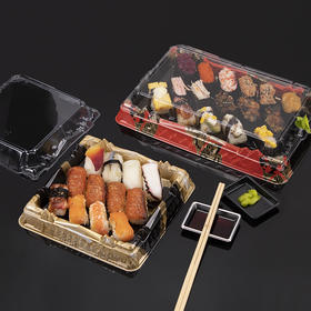 喇叭花寿司包装盒印花打包盒碟子一次性日式塑料外卖三文鱼刺身