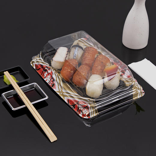 喇叭花一次性印花寿司盒外卖打包盒日式刺身拼盘便当盒商用带盖 商品图4