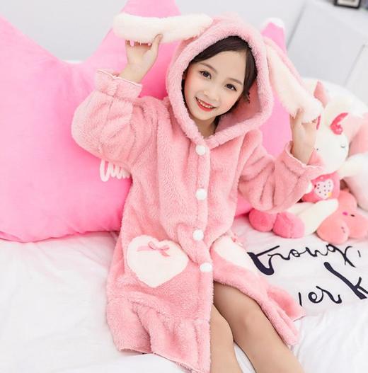 【童装】女童睡袍睡衣冬季童装女童双面加厚长毛绒家居服中大童浴袍冬 商品图1