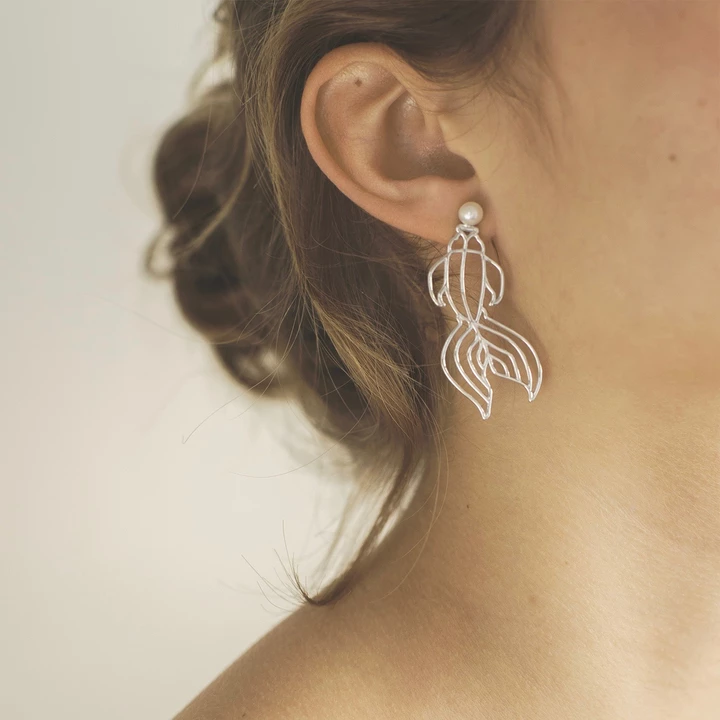 北京仓｜Polar Jewelry-Koi-锦鲤 珍珠 耳环（银色）［丹麦设计师］
