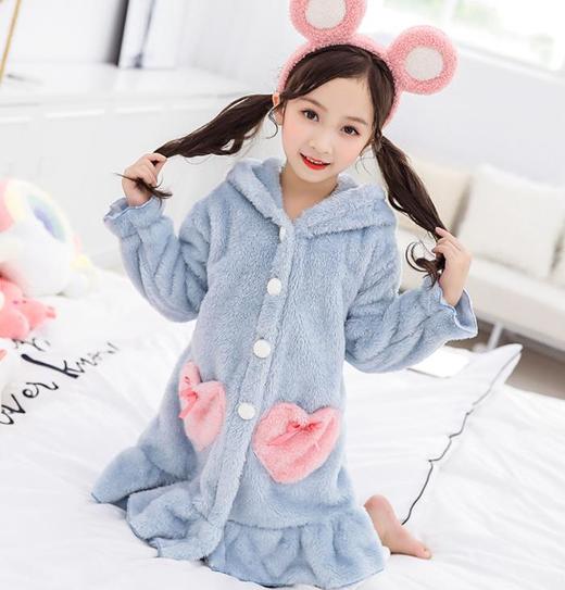 【童装】女童睡袍睡衣冬季童装女童双面加厚长毛绒家居服中大童浴袍冬 商品图2