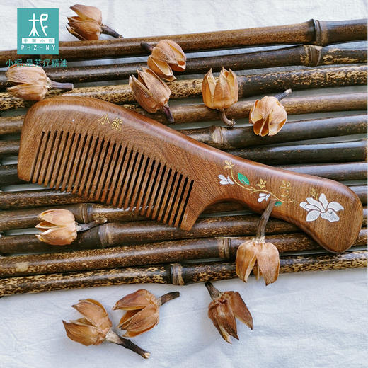 黄金檀木梳  越南  小柅定制木梳 防静电 礼盒装  送收纳袋 商品图3