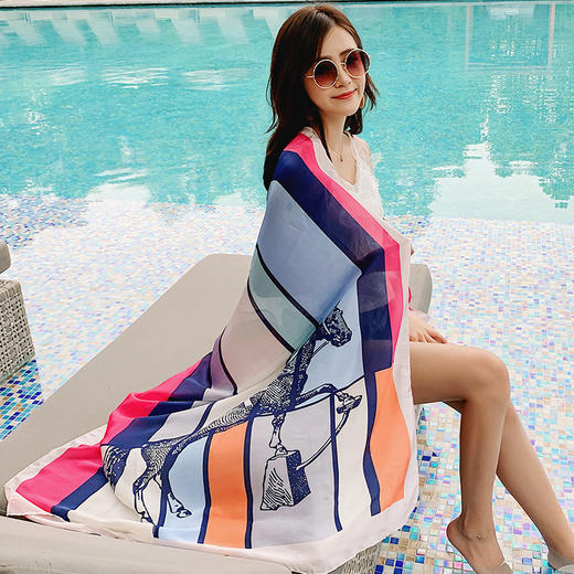 WSDN-9003新品时尚走秀印花缎面真丝披肩TZW 商品图4