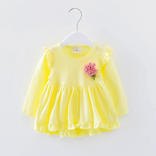 FX-KTM17A1389秋季新款一朵花荷叶边女童长袖连衣裙 商品图2