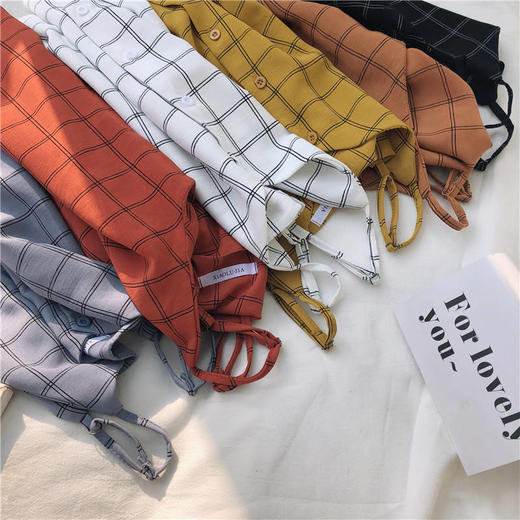 港味复古chic格子小吊带女心机内搭雪纺背心宽松外穿打底衫上衣夏七夕情人节 商品图5