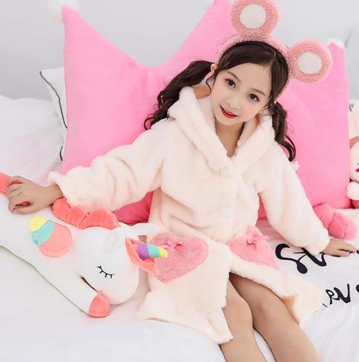 【童装】女童睡袍睡衣冬季童装女童双面加厚长毛绒家居服中大童浴袍冬 商品图4