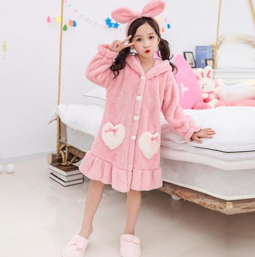 【童装】女童睡袍睡衣冬季童装女童双面加厚长毛绒家居服中大童浴袍冬 商品图5