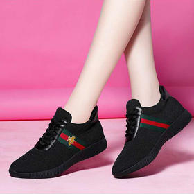 SL-新款小蜜蜂刺绣休闲运动潮流飞织网布透气女鞋TZW