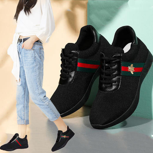 SL-新款小蜜蜂刺绣休闲运动潮流飞织网布透气女鞋TZW 商品图2