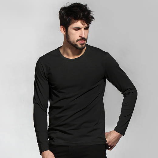 自由基地全棉光板长袖T恤秋冬打底体恤 商品图0