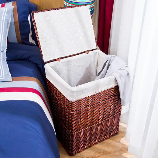 藤编脏衣服收纳筐大号脏衣篮玩具收纳箱带盖脏衣篓家用衣服筐柳编 商品图3