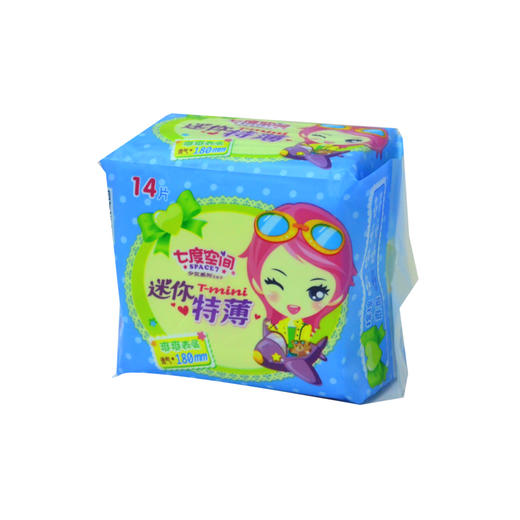 七度空间特薄绢网迷你卫生巾180mm12+2片QSD9314 商品图0