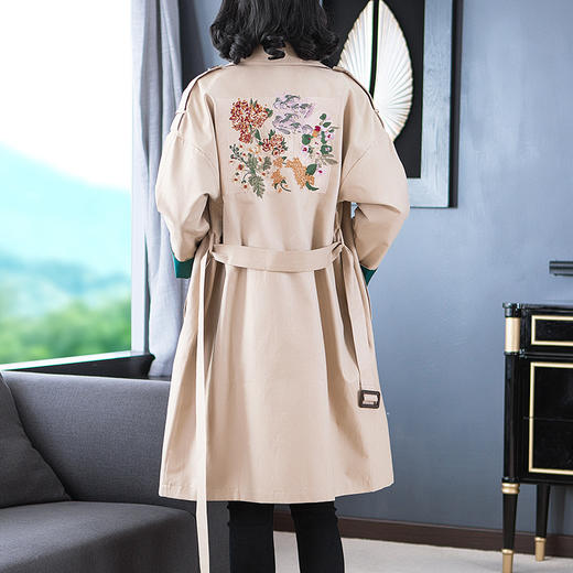 NYT-F818秋季新款时尚双排扣欧美长款风衣简约大气外套 商品图1