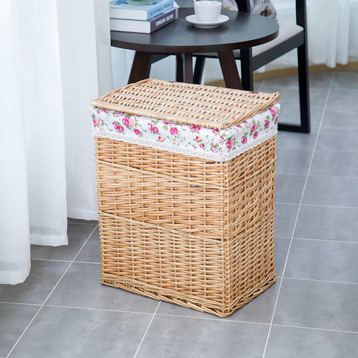 藤编脏衣服收纳筐大号脏衣篮玩具收纳箱带盖脏衣篓家用衣服筐柳编 商品图7