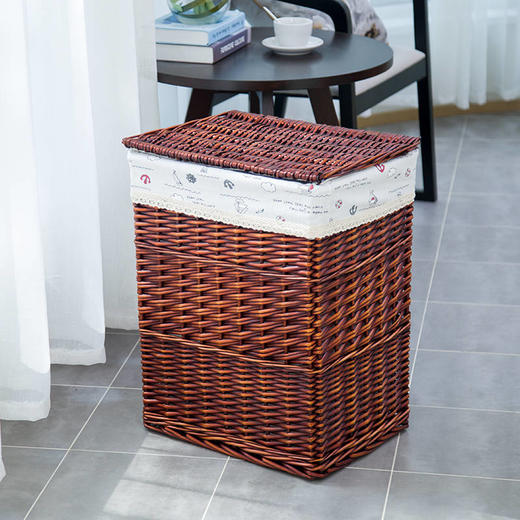 藤编脏衣服收纳筐大号脏衣篮玩具收纳箱带盖脏衣篓家用衣服筐柳编 商品图6