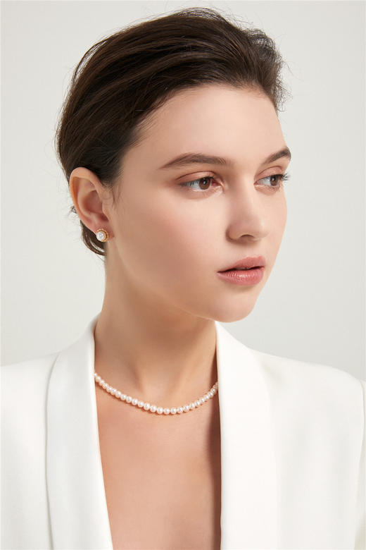 Pearl moments DAISY'S 14K金 精美蕾丝编织天然淡水珍珠耳钉 商品图4