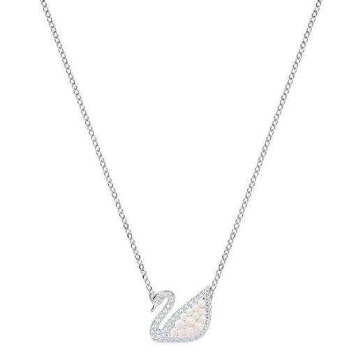 【品牌授权】Swarovski 施华洛世奇 女士白色镀铑标志性天鹅项链 5416605 商品图0