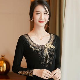 ZZ-LQ93113秋季新款女装时尚绣花长袖棉T恤