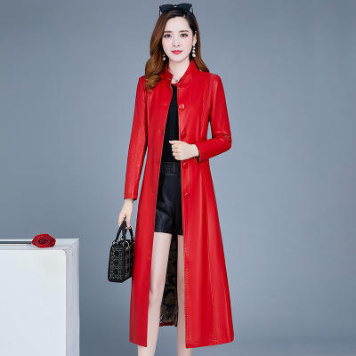 WMY-6701时尚大气修身显瘦皮风衣 商品图0