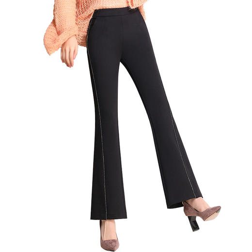 XHY-8666新款高腰弹力松紧腰针织修身显瘦韩版喇叭裤TZW 商品图1