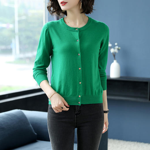 FCY-CH8208秋季新款韩版圆领修身外搭针织衫短款毛衣 商品图0