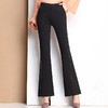 XHY-8666新款高腰弹力松紧腰针织修身显瘦韩版喇叭裤TZW 商品缩略图0