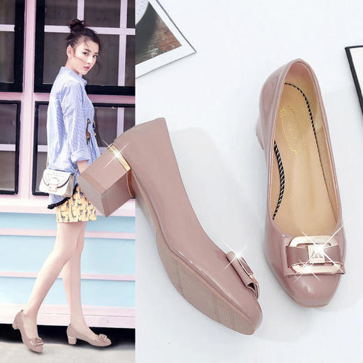 LN228-1新款时尚百搭休闲粗跟单鞋 商品图3