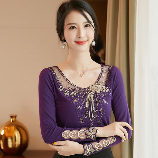 ZZ-LQ93113秋季新款女装时尚绣花长袖棉T恤 商品图2