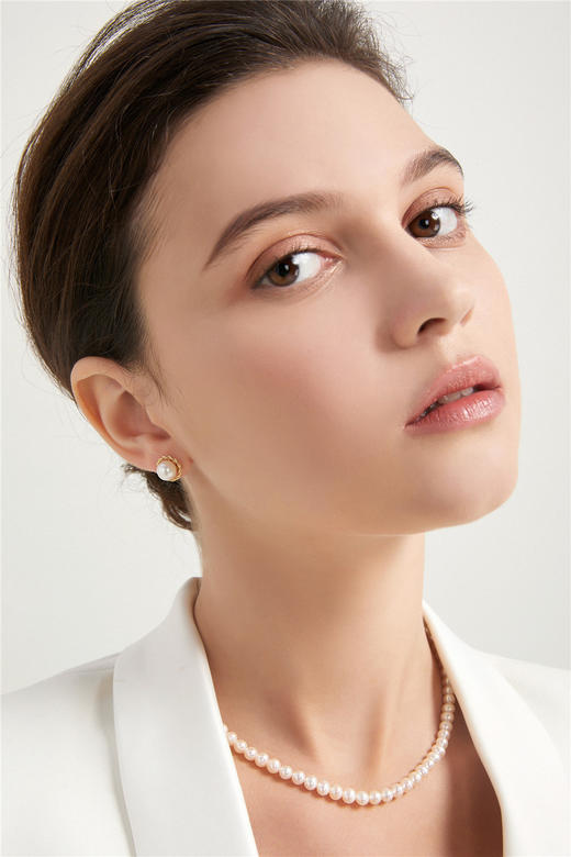 Pearl moments DAISY'S 14K金 精美蕾丝编织天然淡水珍珠耳钉 商品图6