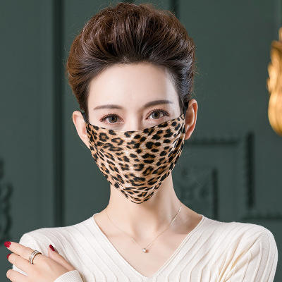 WW 1039印花真丝口罩纯桑蚕丝挂耳口罩女防尘针织 商品图0