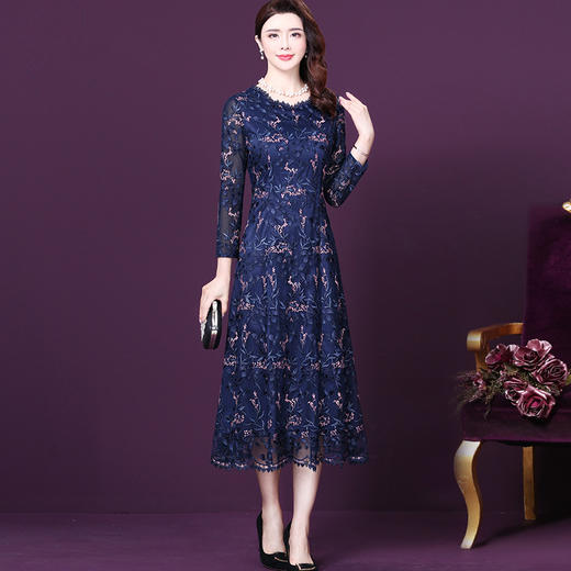 WXY-6159秋季新款洋气绣花网纱连衣裙 商品图2