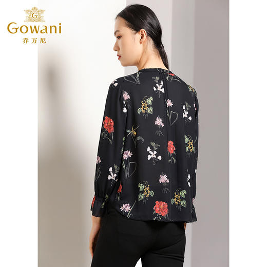 乔万尼衬衫女春秋装潮小衫复古港味印花宽松直筒长袖上衣EN3C352 商品图3